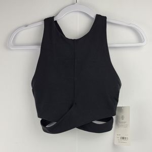 Athleta Conscious Black Cut Out Crop Sports Bra XXS | Minimal Athleisure
